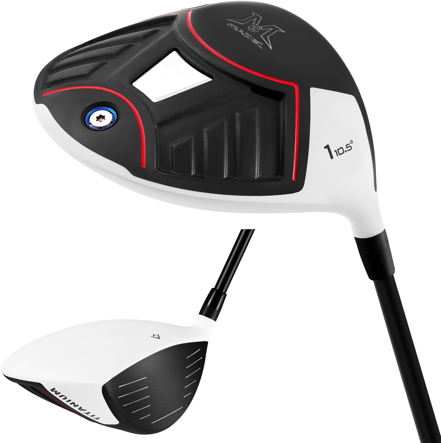MAZEL Titanium Golf Drivers for Men,Right Handed,460CC (White Black, Graphite,10.5)