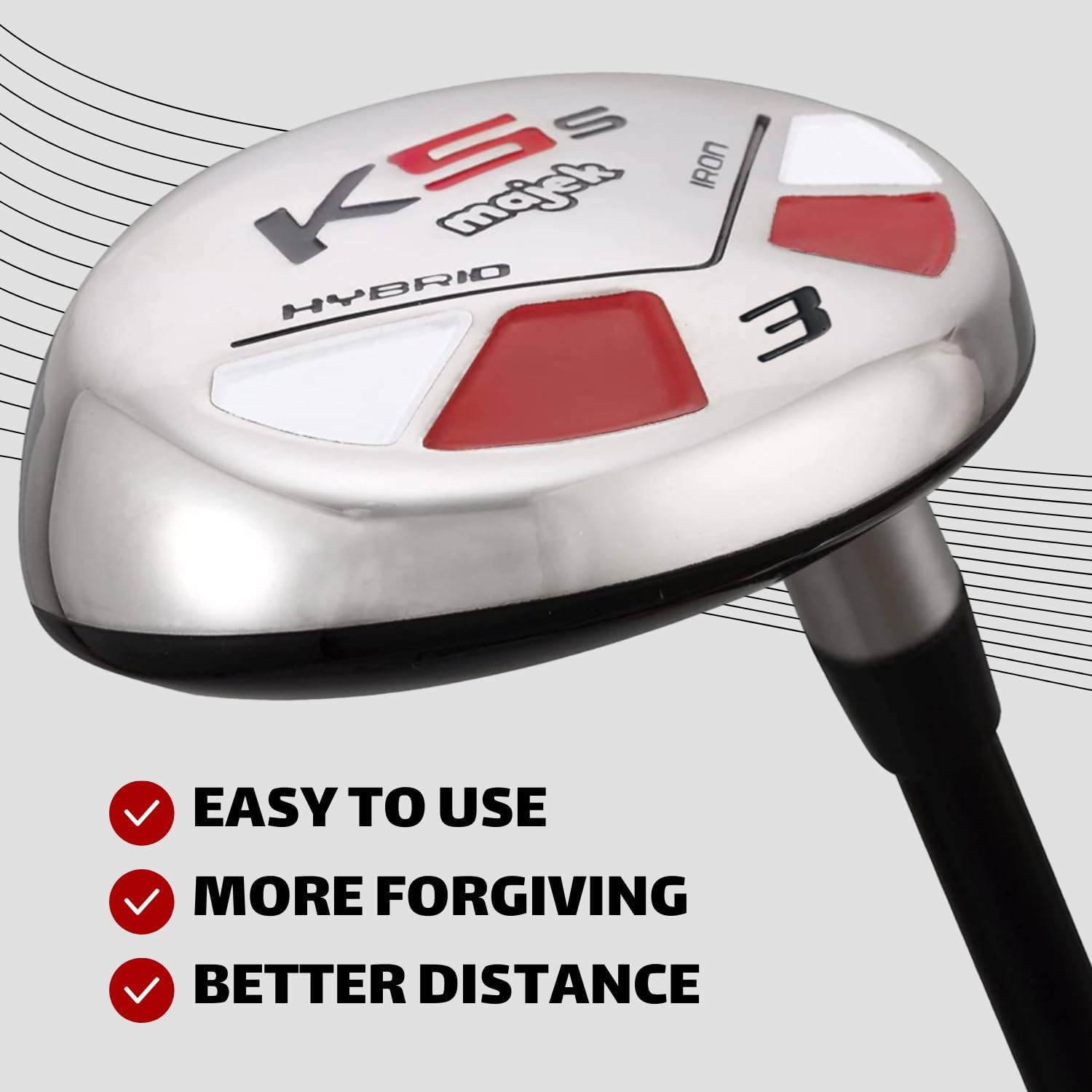 Senior Single Length - One Length Men’s Majek Golf All Hybrid Complete Full Set, which Includes: #3 4 5 6 7 8 9 PW Senior Flex Total of 8 Right Handed New Utility “A” Flex Clubs