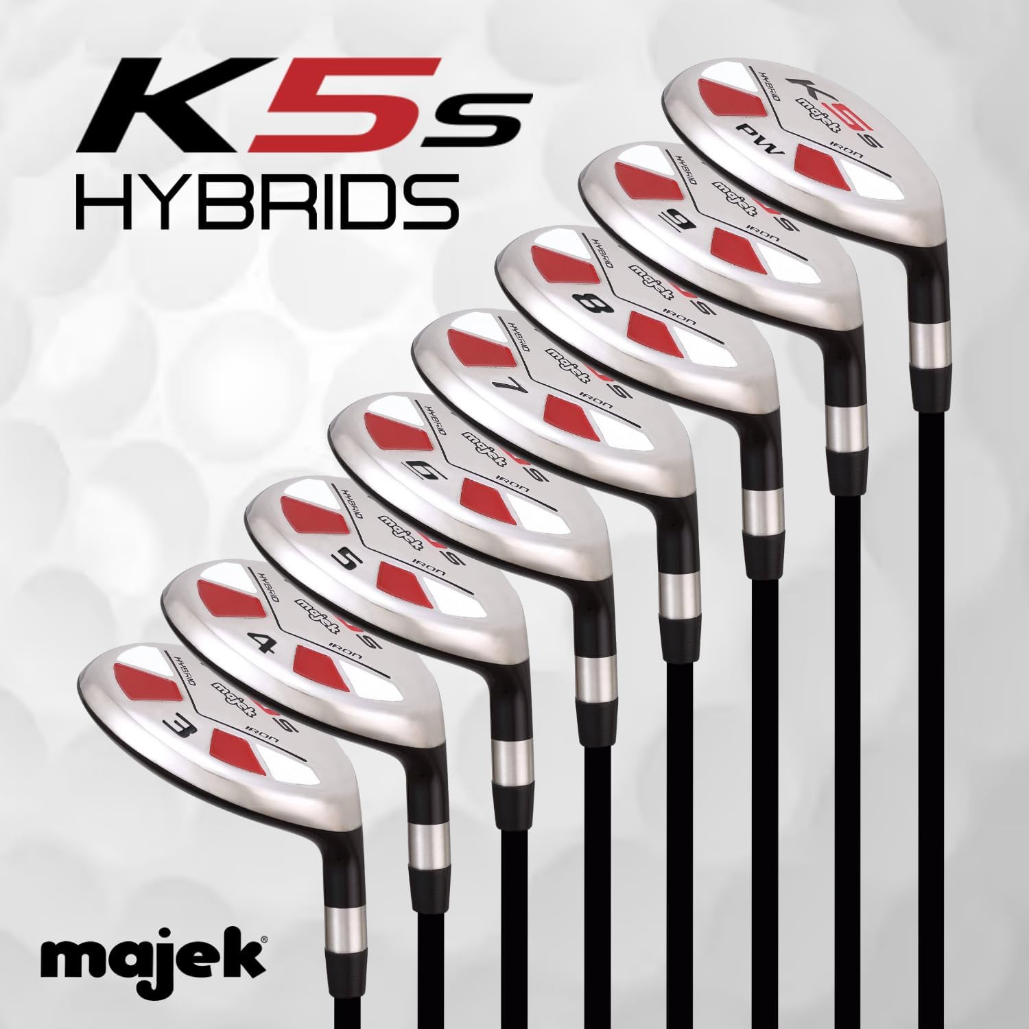 Senior Single Length - One Length Men’s Majek Golf All Hybrid Complete Full Set, which Includes: #3 4 5 6 7 8 9 PW Senior Flex Total of 8 Right Handed New Utility “A” Flex Clubs