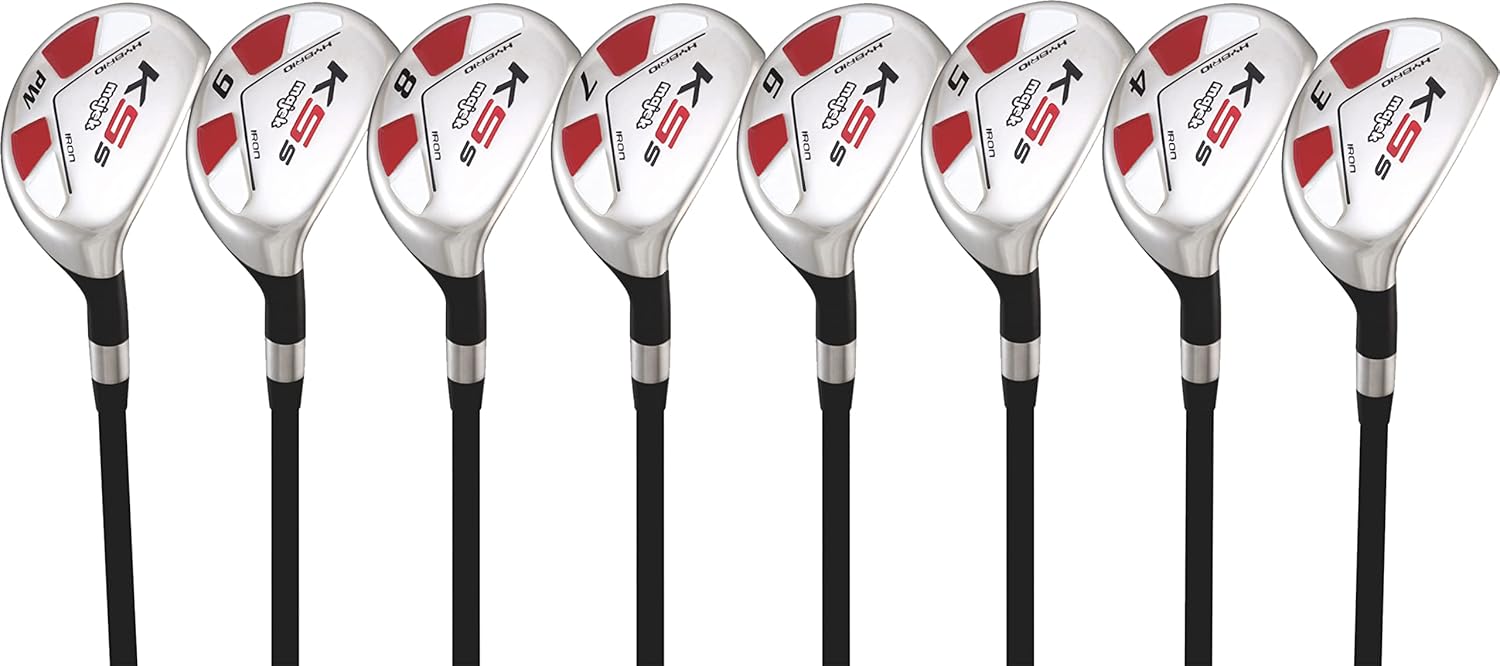 Senior Single Length - One Length Men’s Majek Golf All Hybrid Complete Full Set, which Includes: #3 4 5 6 7 8 9 PW Senior Flex Total of 8 Right Handed New Utility “A” Flex Clubs
