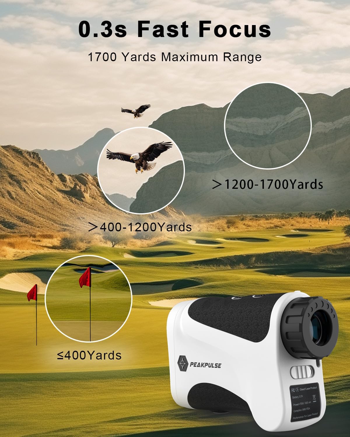 Golf Range Finder 650/1700 Yards RangeFinder Golfing High Clarity Display 6X Magnification 0.5 Yard Accuracy Flag Pin Seeker Easy to Use