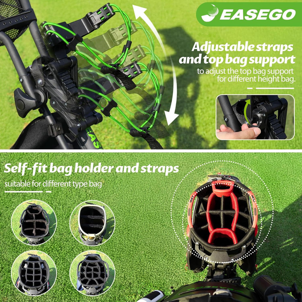 Golf Push Cart 3 Wheel : Golf Bag Cart Foldable with Phone Holder/Cup/Umbrella Holder Compact Golf Pull Carts Quick Fold Golf Caddy Push Carts with Large Wheelbase for Different Terrain
