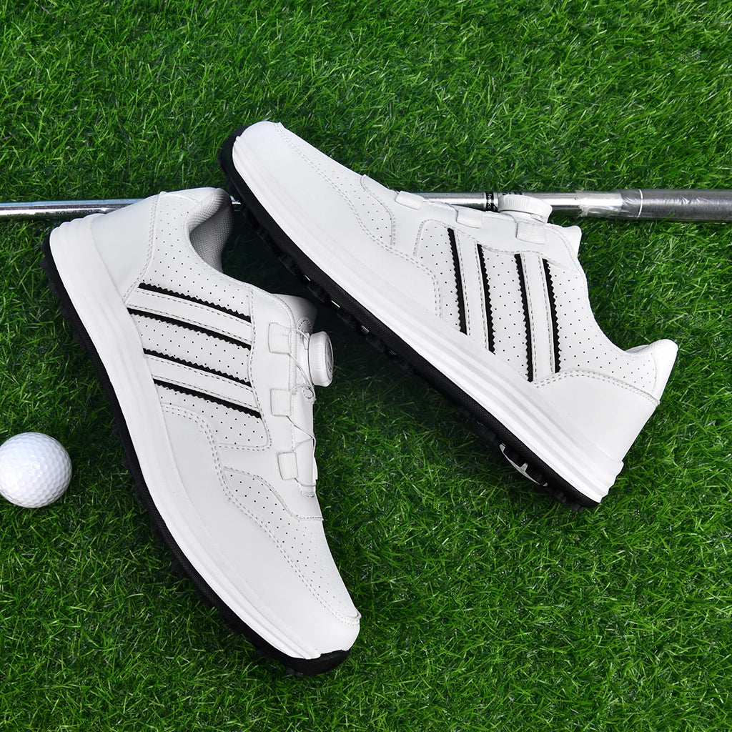 Unisex Twist Lock Golf Shoes Quick Fastening Spikeless Waterproof Breathable Lightweight Outdoor Walking Footwear