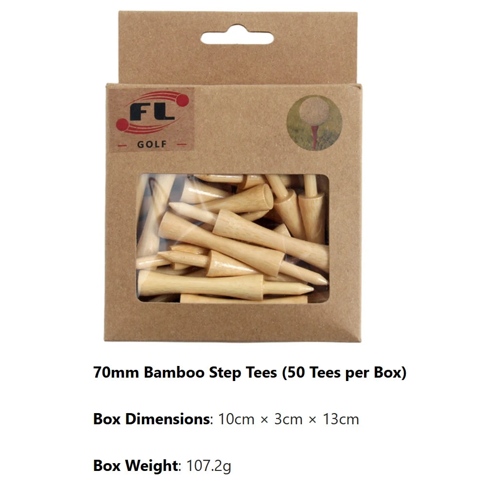 Golf Tees Bamboo Tees 50Pcs Friendly Biodegradable 32/38/45/51/56/70mm Wide Cup Base Adjustable Depth More Durable and Stable