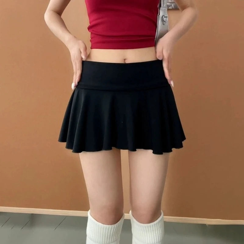 Waist-Flipping Ruched Skirts Prevent Exposure Golf Sports Women Short Dress High Elasticity Athletic Short High Waist Skirt