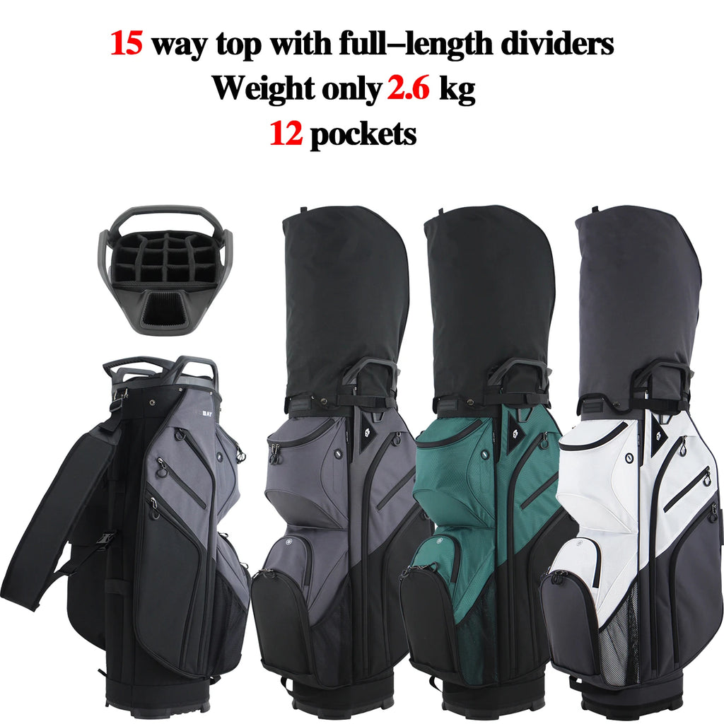 Ultra Lightweight Golf Cart Bag, 15-Way Top Divider Golf Club Bag, Nylon Material, Lightweight Only 2.6KG / 5.73 Lbs