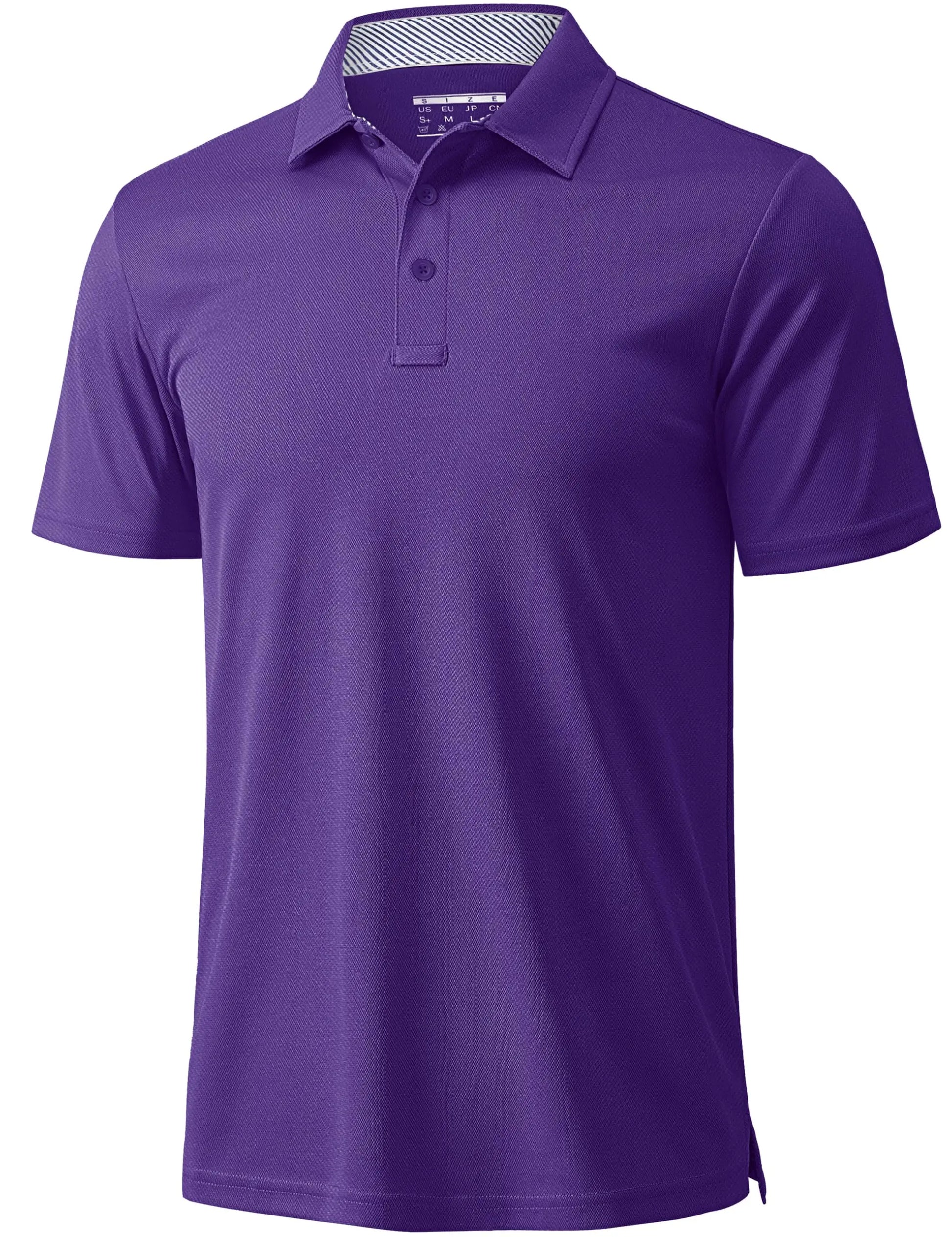 TACVASEN Mens Summer Polo Shirts Short Moisture Wicking Sleeve Athletic T-Shirt 3 Buttons Classic Fit Casual Dry fit Golf Shirts