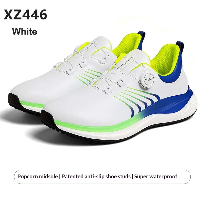 PGM Golf Shoes Men's Shoes Casual Sports Shoes Super Soft Popcorn Midsole Knob Lace Super Waterproof Shoes XZ446