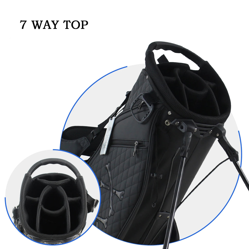 Stylish Golf Stand Bag, 7-Way Top Divider, Lightweight Double Shoulder Golf Club Bag, Premium Eco-Friendly PU Leather