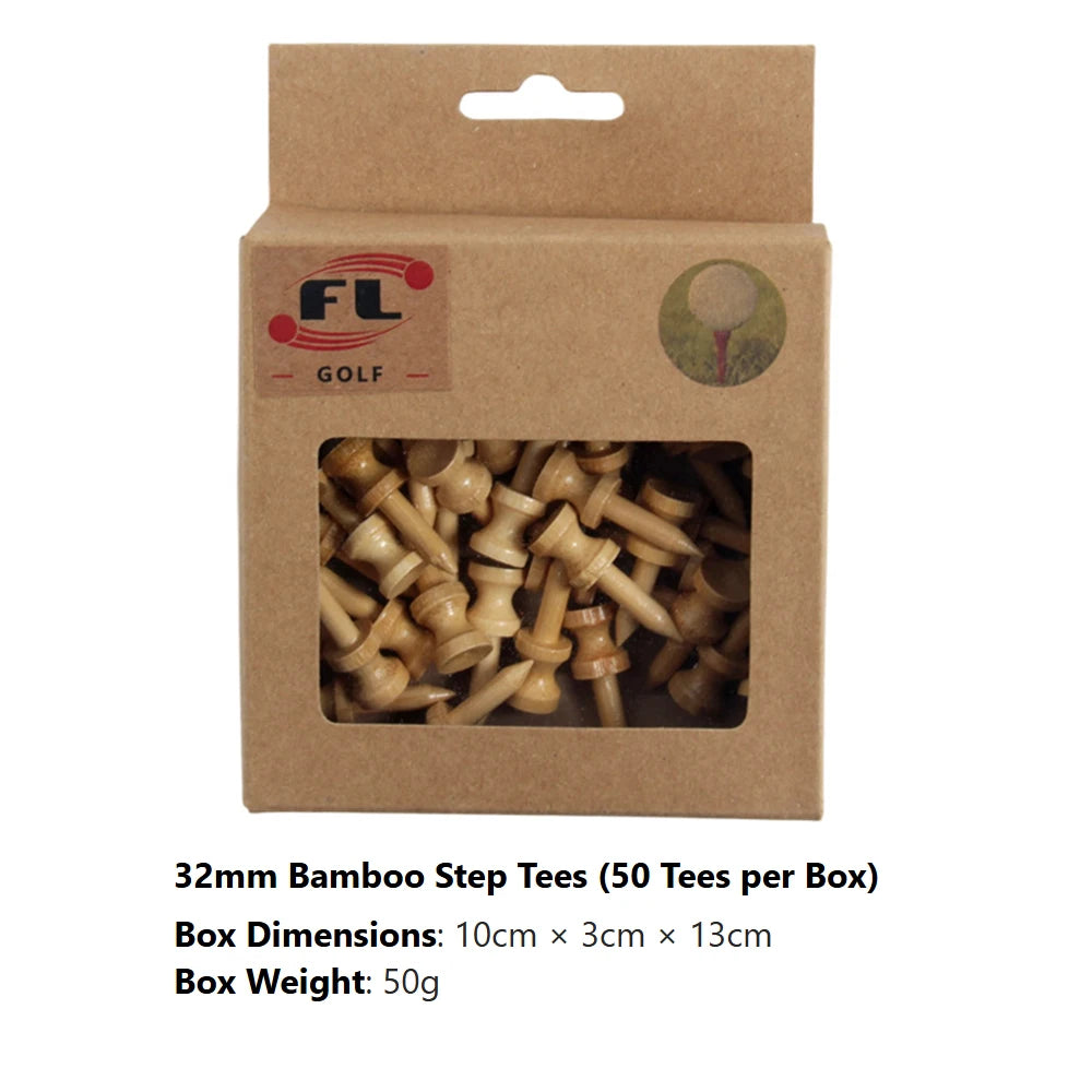 Golf Tees Bamboo Tees 50Pcs Friendly Biodegradable 32/38/45/51/56/70mm Wide Cup Base Adjustable Depth More Durable and Stable