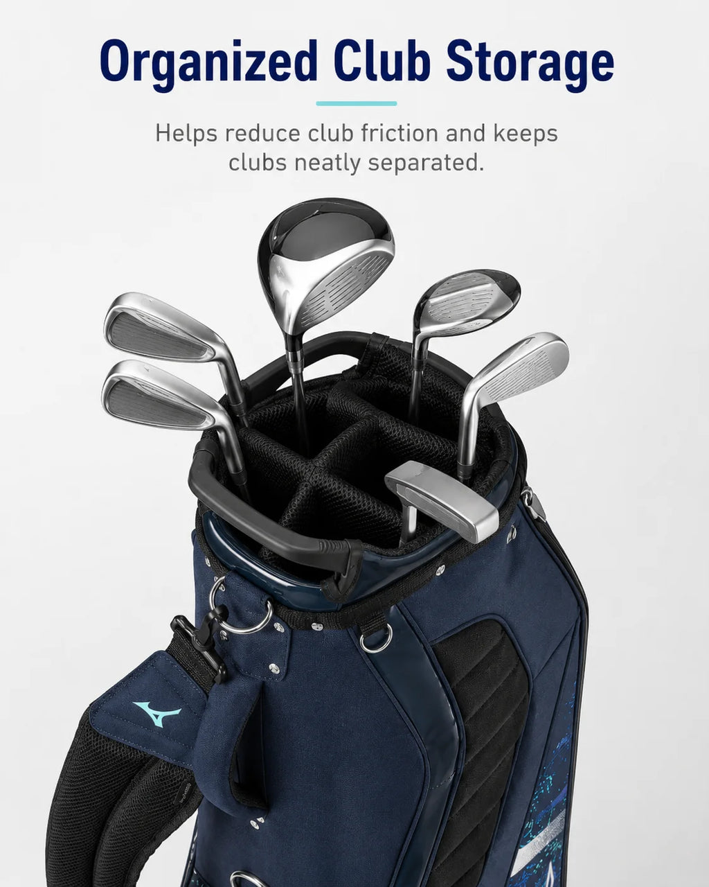 2026 New Mizuno Men's Golf Bag NX3 Series Lightweight Golf Cart Bag Professional Standard Clubs Carrier 5LGC250122 Navy Blue