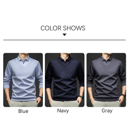 BROWON 2025 Spring Autumn Smart Casual Men New Polo Shirt Golf Wear Men Long Sleeve Lapel Slim Fit Work Polo Tops Tees Man