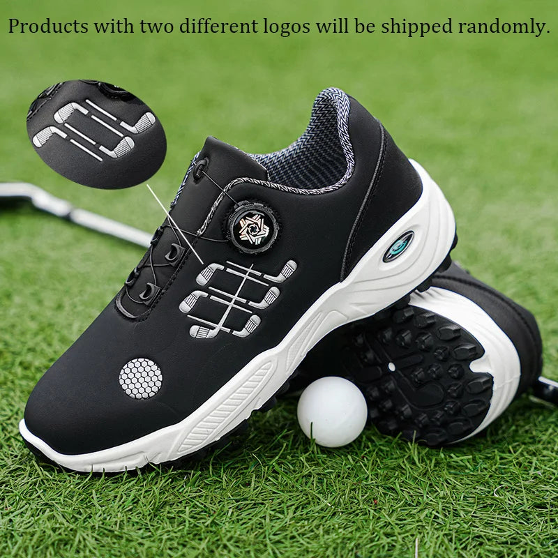 Professional Golf Shoes with Rotary Lock Buckle, Breathable, Shock-Absorbing, Non-Slip, Comfortable Support for Golf Course Swing Movements, Men's Casual Sports Shoes