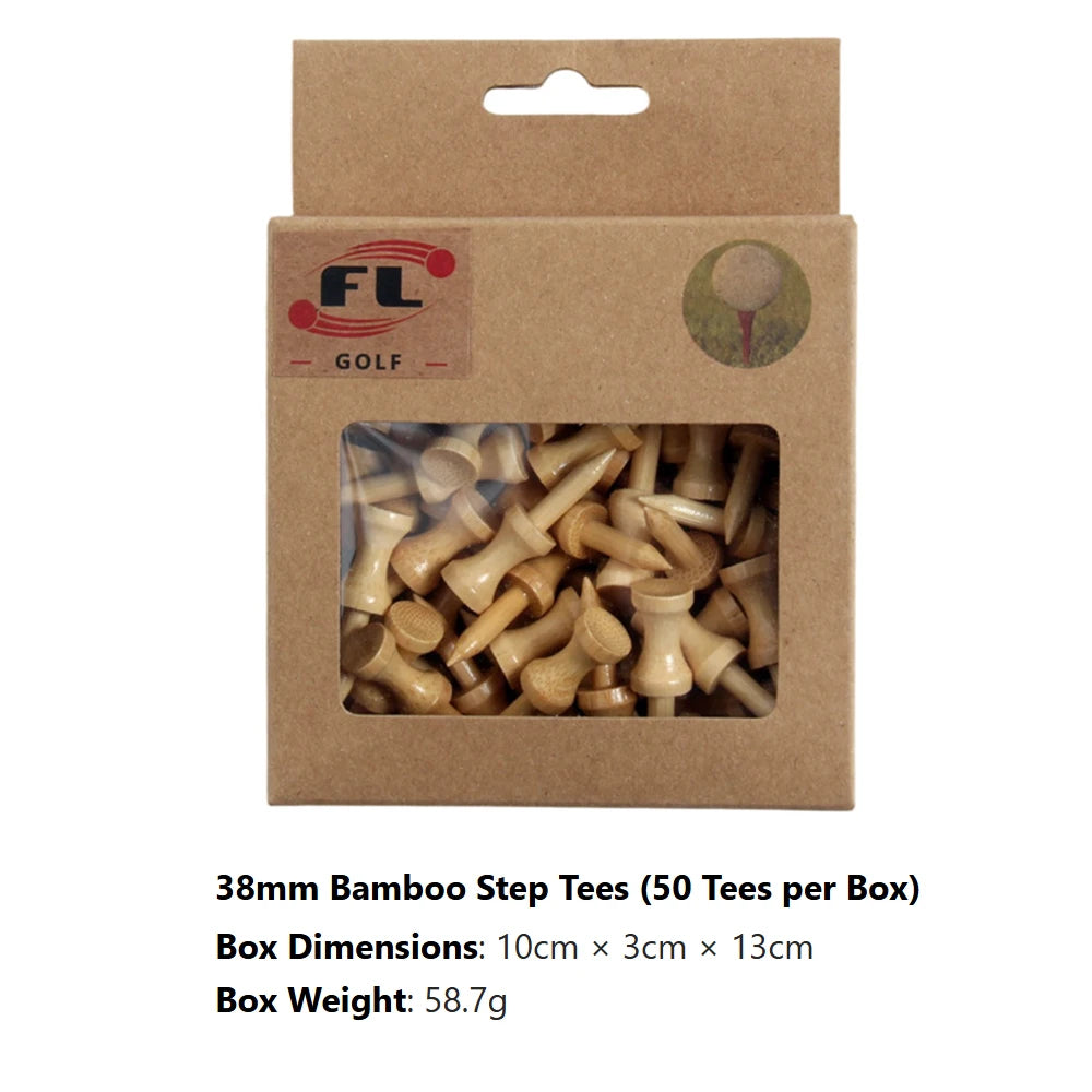 Golf Tees Bamboo Tees 50Pcs Friendly Biodegradable 32/38/45/51/56/70mm Wide Cup Base Adjustable Depth More Durable and Stable