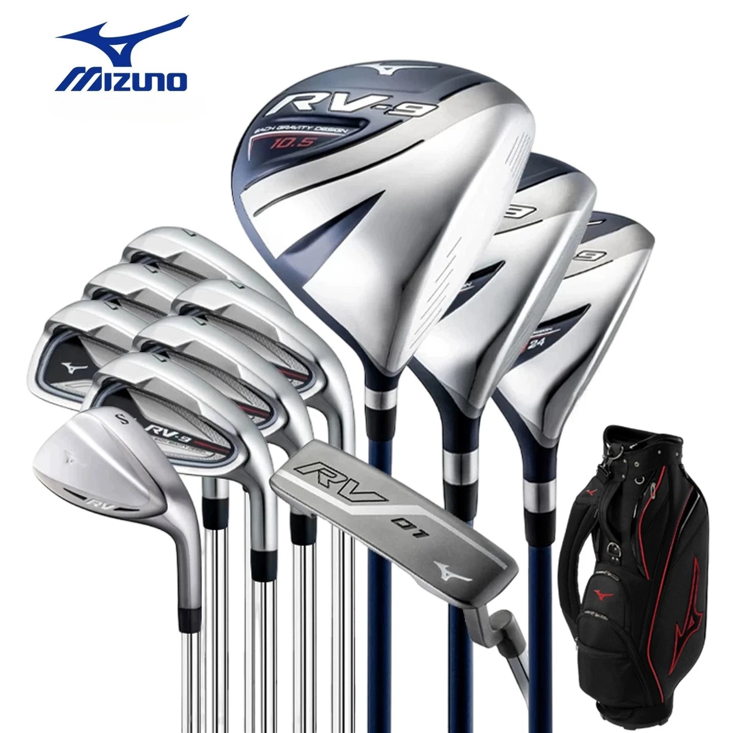 Mizuno RV-9 Mens Complete Golf Club Set Beginner Intermediate High Forgiveness Long Distance Full Clubs Kit With Golf Stand Bag