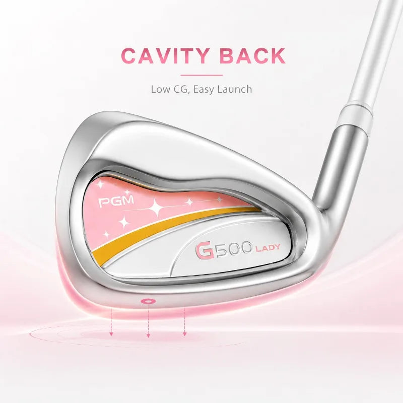 PGM Women's Golf Iron Set 6 7 8 9 PW SW Stainless Steel Heads Carbon Shaft L Flex Ladies Golf Clubs
