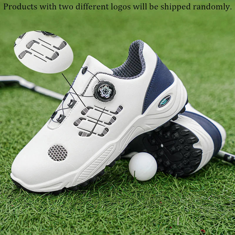 Professional Golf Shoes with Rotary Lock Buckle, Breathable, Shock-Absorbing, Non-Slip, Comfortable Support for Golf Course Swing Movements, Men's Casual Sports Shoes