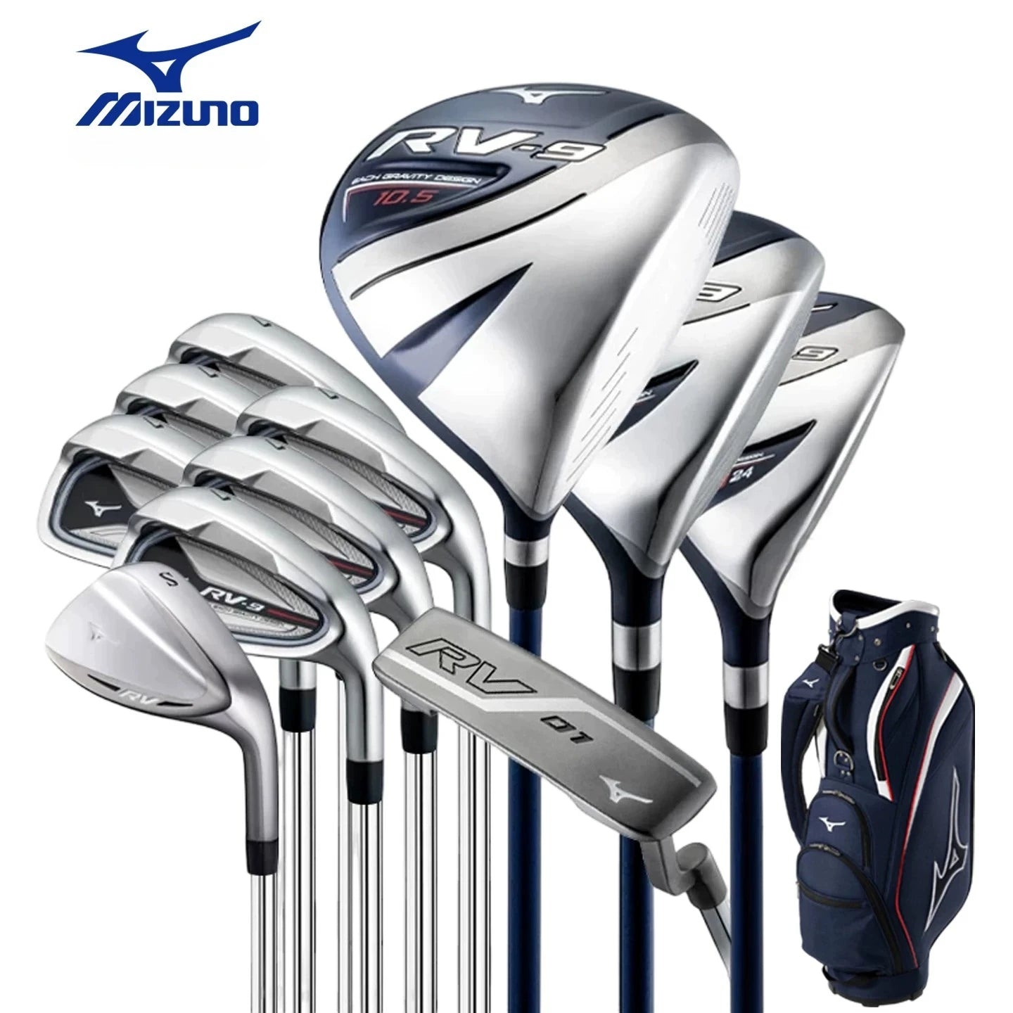 Mizuno RV-9 Mens Complete Golf Club Set Beginner Intermediate High Forgiveness Long Distance Full Clubs Kit With Golf Stand Bag