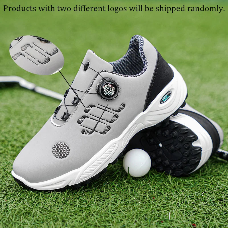 Professional Golf Shoes with Rotary Lock Buckle, Breathable, Shock-Absorbing, Non-Slip, Comfortable Support for Golf Course Swing Movements, Men's Casual Sports Shoes