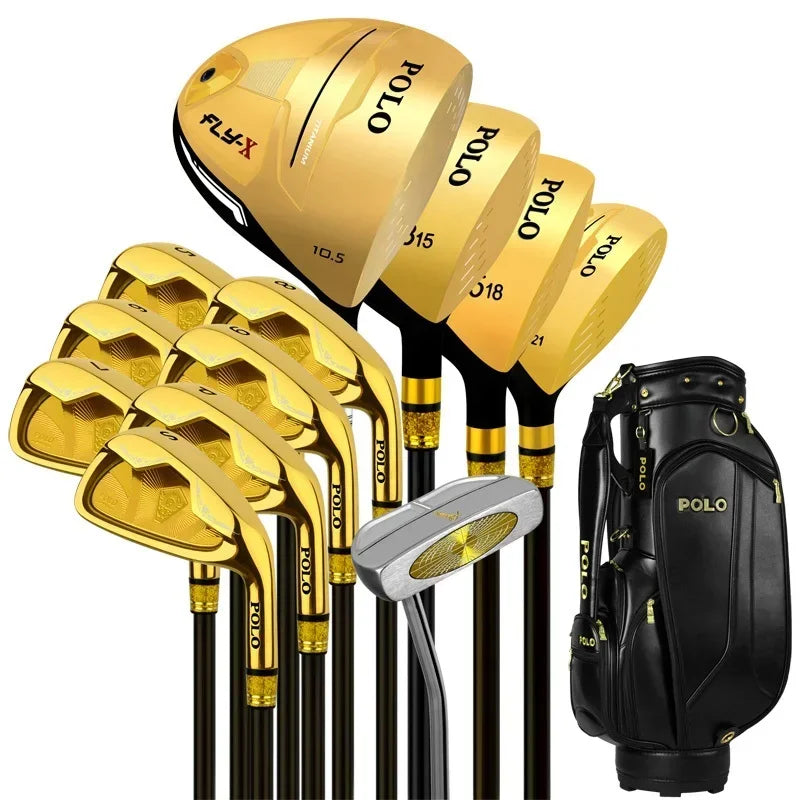 POLO 12 Pieces Clubs Men Golf Clubs Complete Full Sets with Standard Bags Titanium Alloy Rod Head