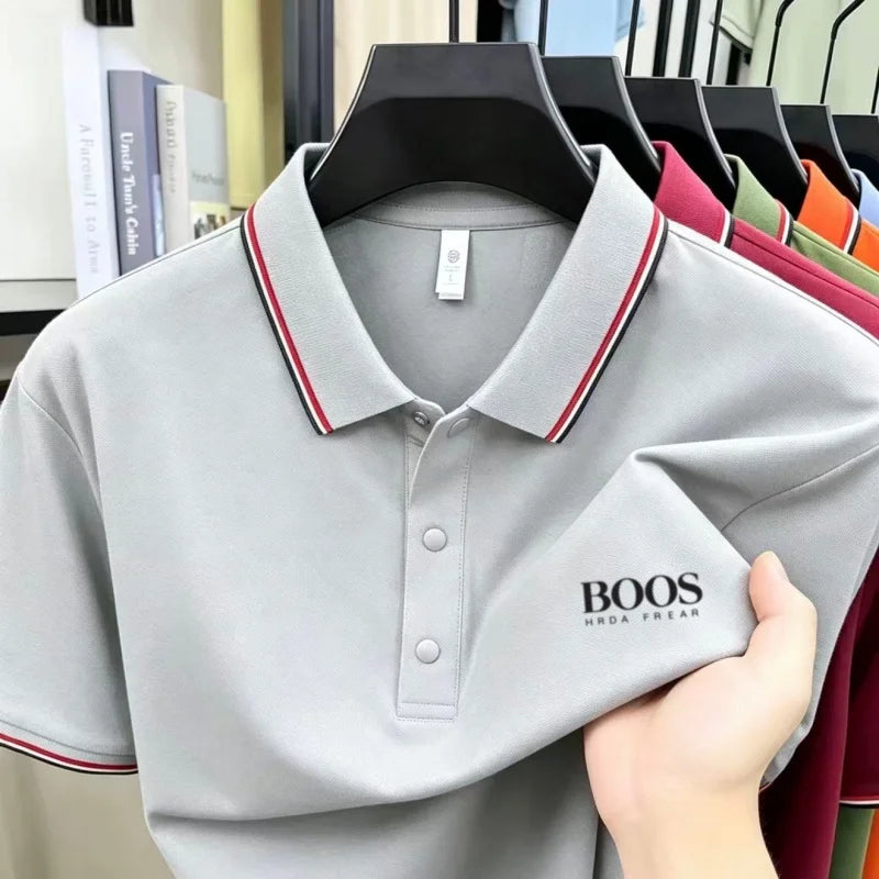 High End Brand Summer New Comfortable and Breathable Casual Short Top Hot Selling Men's Exquisite Letter Embroidered Polo Shirt