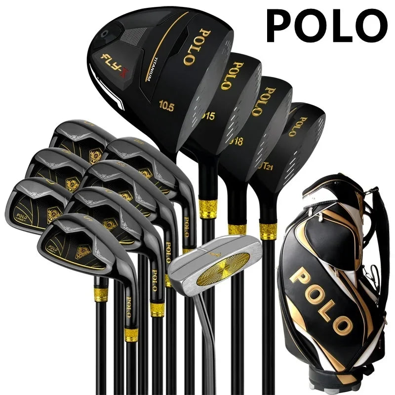 POLO 12 Pieces Clubs Men Golf Clubs Complete Full Sets with Standard Bags Titanium Alloy Rod Head