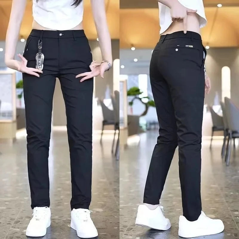 Mens Casual Pants Golf Fashion Summer Slim Fit Trousers High Quality Elastic Waist Straight Golf Sports Pants Men Clothing