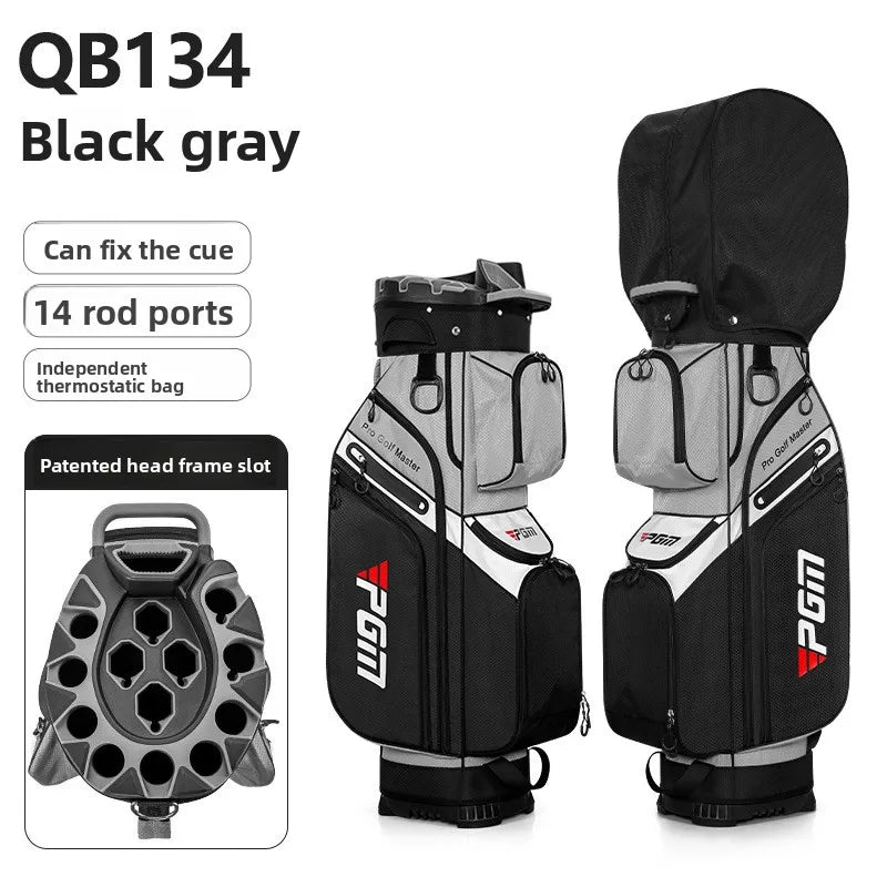 PGM Golf Cart Bag 14 Way Top Large Capacity Golf Club Organizer Detachable Side Pouch Stable Base