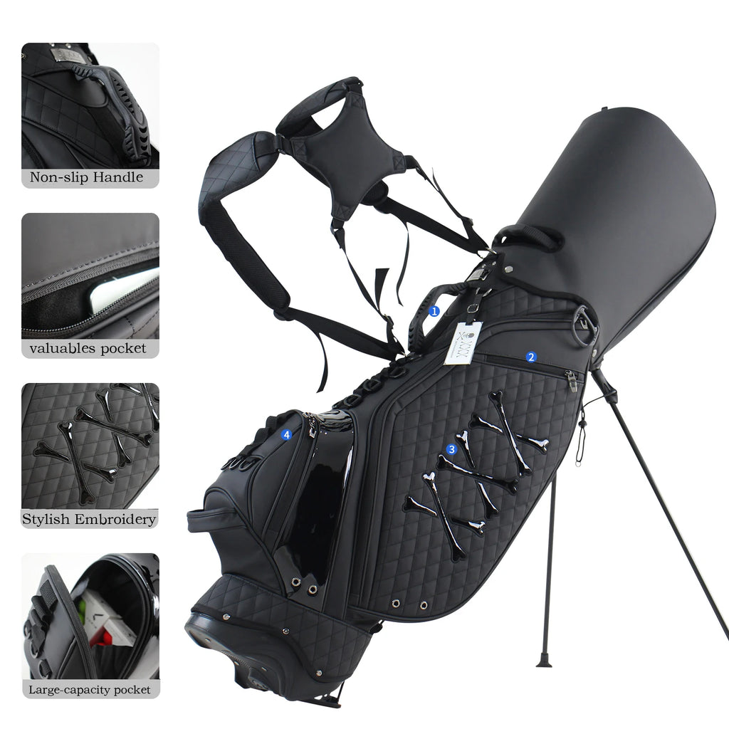 Stylish Golf Stand Bag, 7-Way Top Divider, Lightweight Double Shoulder Golf Club Bag, Premium Eco-Friendly PU Leather