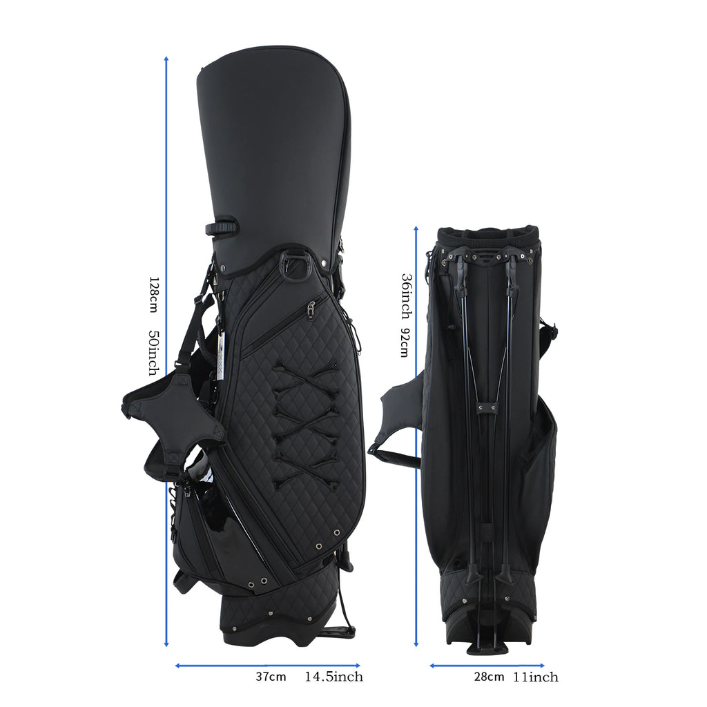 Stylish Golf Stand Bag, 7-Way Top Divider, Lightweight Double Shoulder Golf Club Bag, Premium Eco-Friendly PU Leather