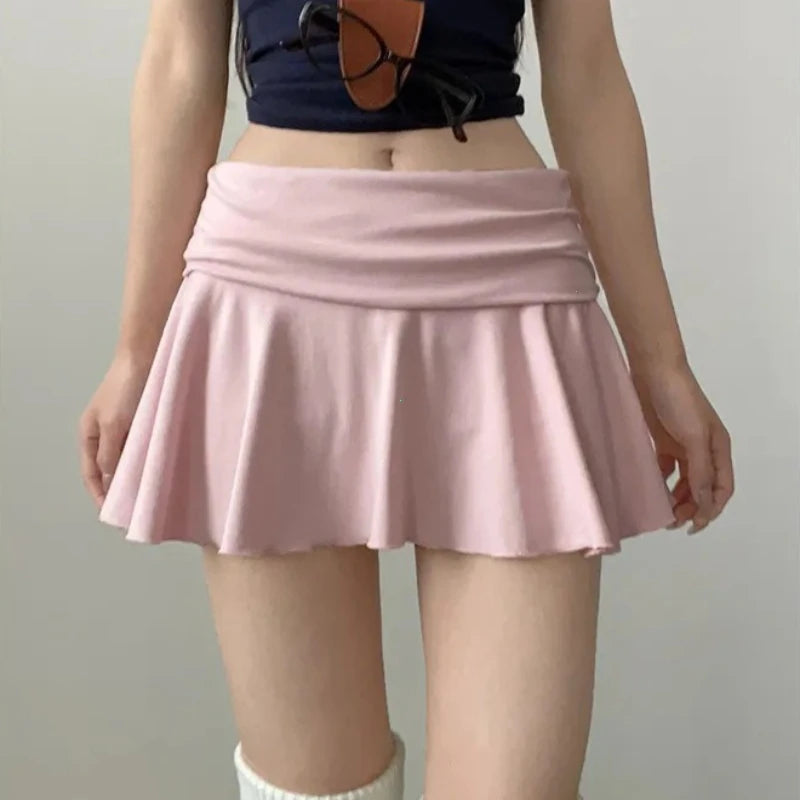 Waist-Flipping Ruched Skirts Prevent Exposure Golf Sports Women Short Dress High Elasticity Athletic Short High Waist Skirt