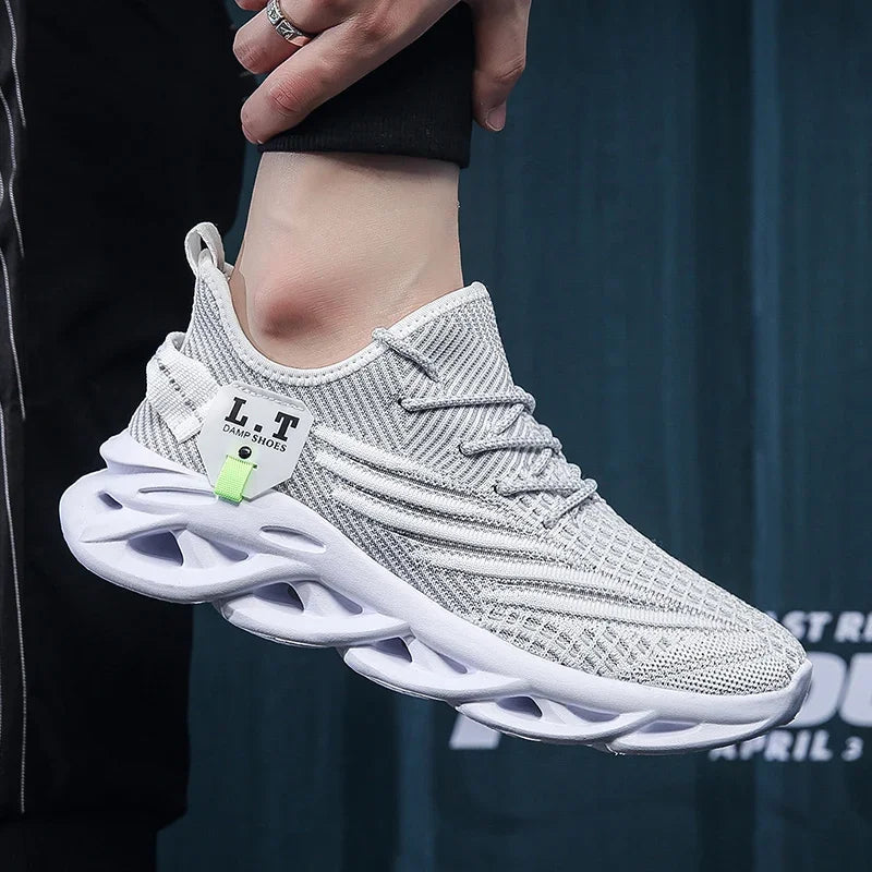 Men Sports Running Black Jogging Shoes Casual Sneakers Outdoor Breathable Mesh Women Light Shock-absorption Black Tennis
