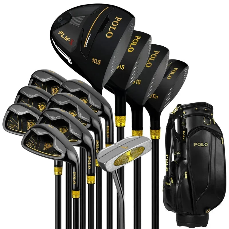 POLO 12 Pieces Clubs Men Golf Clubs Complete Full Sets with Standard Bags Titanium Alloy Rod Head