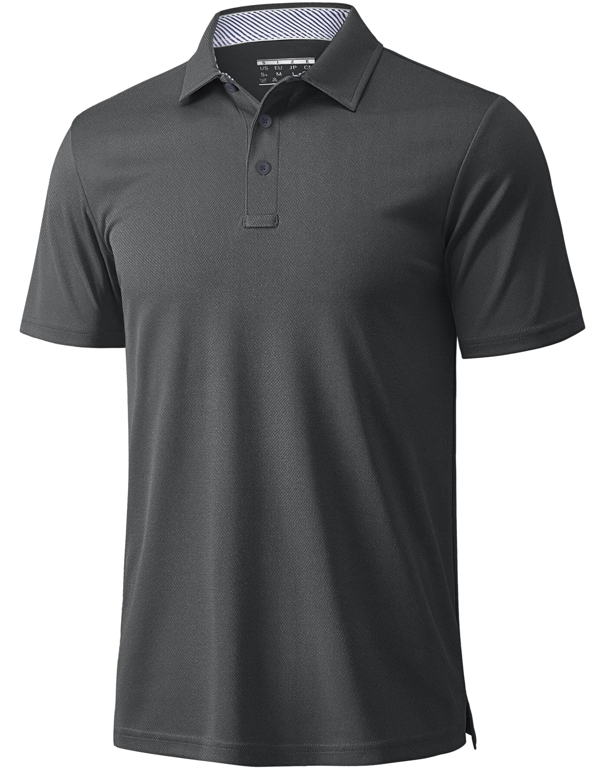 TACVASEN Mens Summer Polo Shirts Short Moisture Wicking Sleeve Athletic T-Shirt 3 Buttons Classic Fit Casual Dry fit Golf Shirts