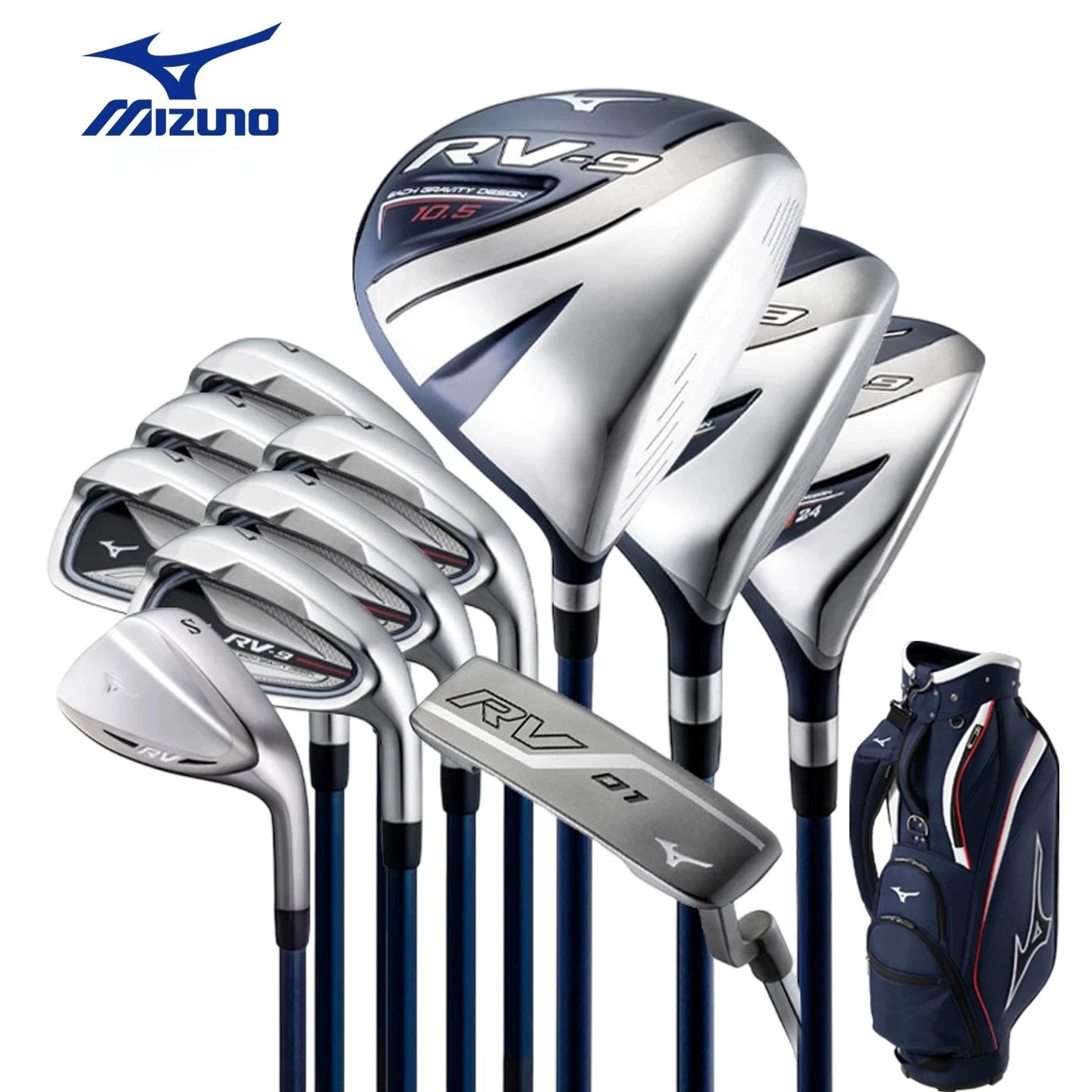 Mizuno RV-9 Mens Complete Golf Club Set Beginner Intermediate High Forgiveness Long Distance Full Clubs Kit With Golf Stand Bag