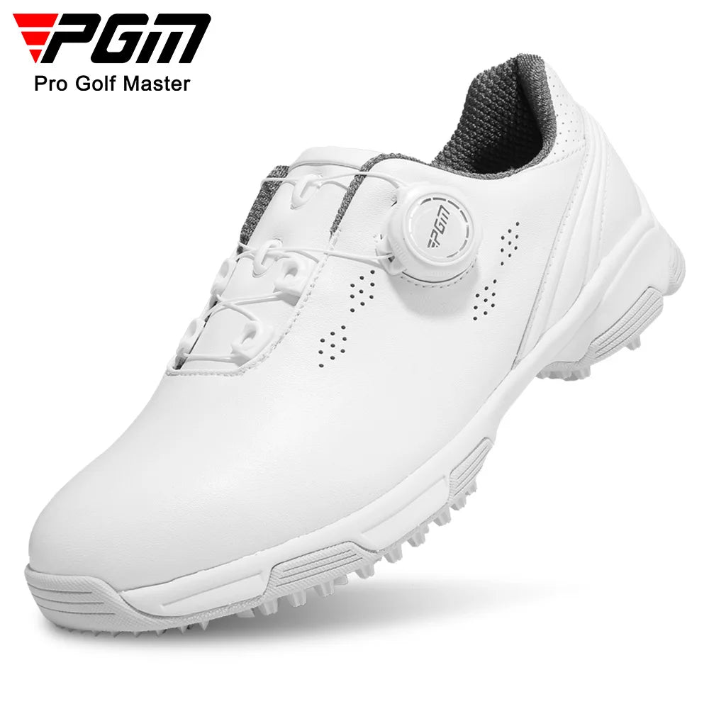 PGM Women Golf Shoes Waterproof Breathable Knob Lace Anti Slip Sports White Shoes XZ268