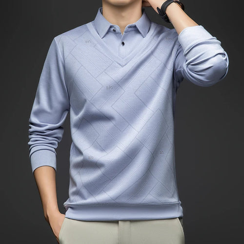 BROWON 2025 Spring Autumn Smart Casual Men New Polo Shirt Golf Wear Men Long Sleeve Lapel Slim Fit Work Polo Tops Tees Man