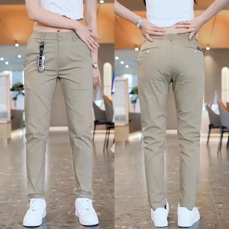 Mens Casual Pants Golf Fashion Summer Slim Fit Trousers High Quality Elastic Waist Straight Golf Sports Pants Men Clothing