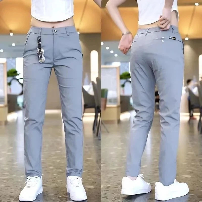 Mens Casual Pants Golf Fashion Summer Slim Fit Trousers High Quality Elastic Waist Straight Golf Sports Pants Men Clothing