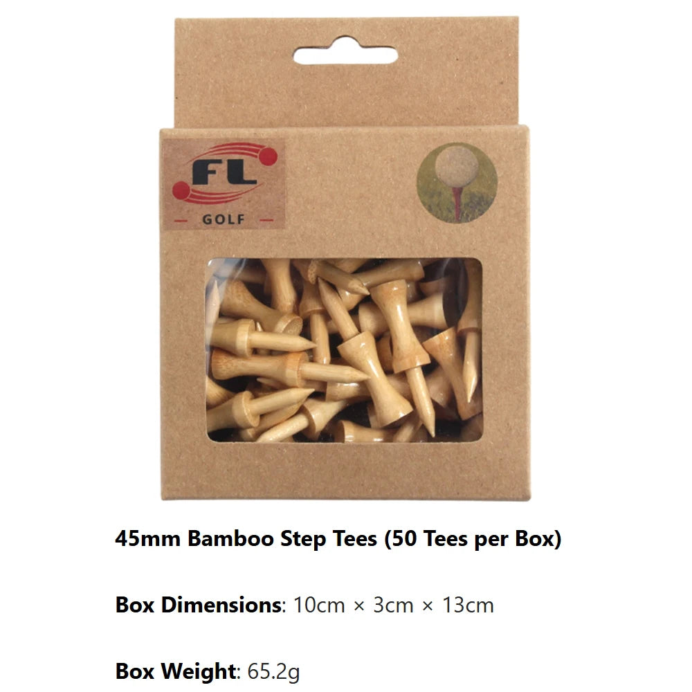 Golf Tees Bamboo Tees 50Pcs Friendly Biodegradable 32/38/45/51/56/70mm Wide Cup Base Adjustable Depth More Durable and Stable