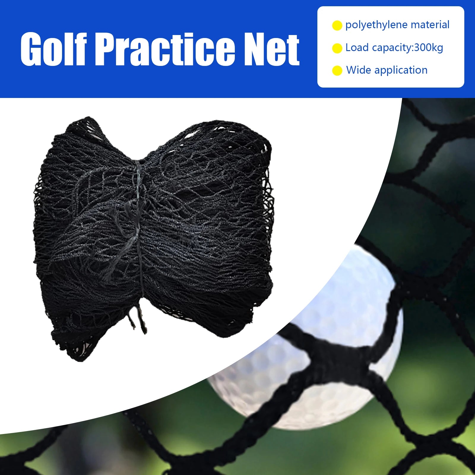 3x3m Golf Sports Practice Barrier Net, Golf Ball High Impact Net, Golf Training Aid for Indoor Outdoor Sports, 10 X 10 Ft
