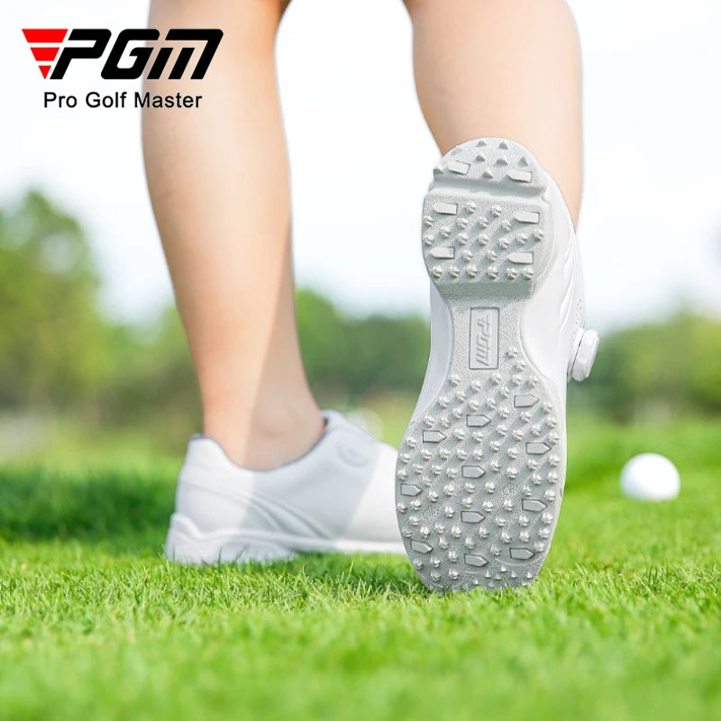 PGM Women Golf Shoes Waterproof Breathable Knob Lace Anti Slip Sports White Shoes XZ268