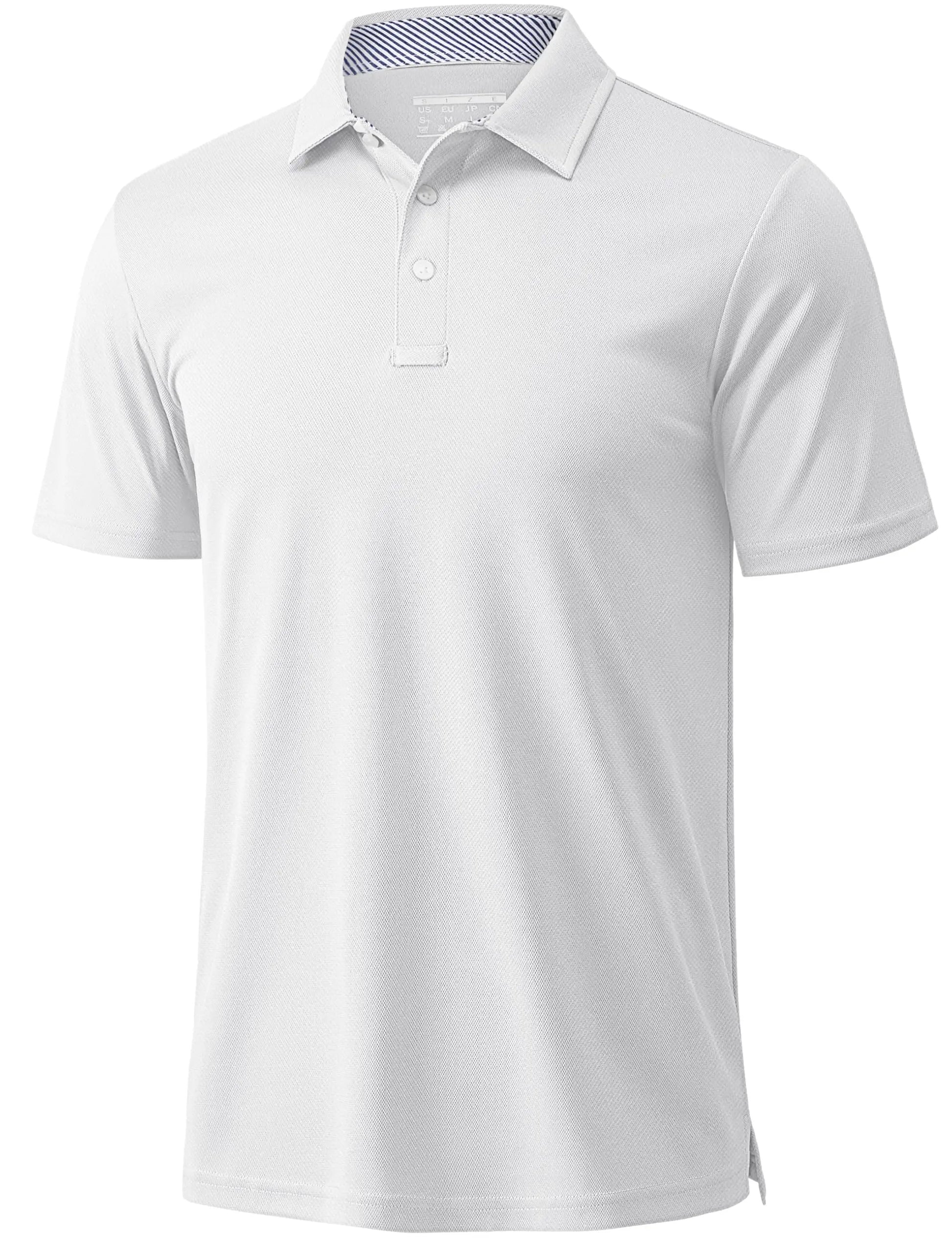 TACVASEN Mens Summer Polo Shirts Short Moisture Wicking Sleeve Athletic T-Shirt 3 Buttons Classic Fit Casual Dry fit Golf Shirts