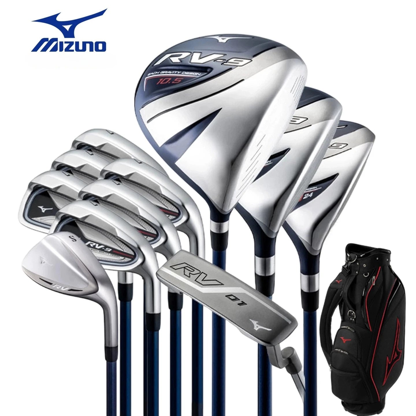 Mizuno RV-9 Mens Complete Golf Club Set Beginner Intermediate High Forgiveness Long Distance Full Clubs Kit With Golf Stand Bag