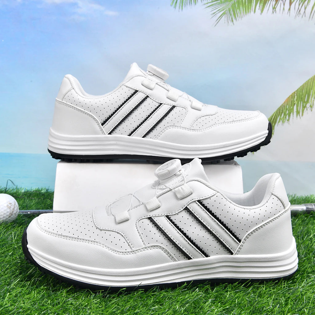 Unisex Twist Lock Golf Shoes Quick Fastening Spikeless Waterproof Breathable Lightweight Outdoor Walking Footwear