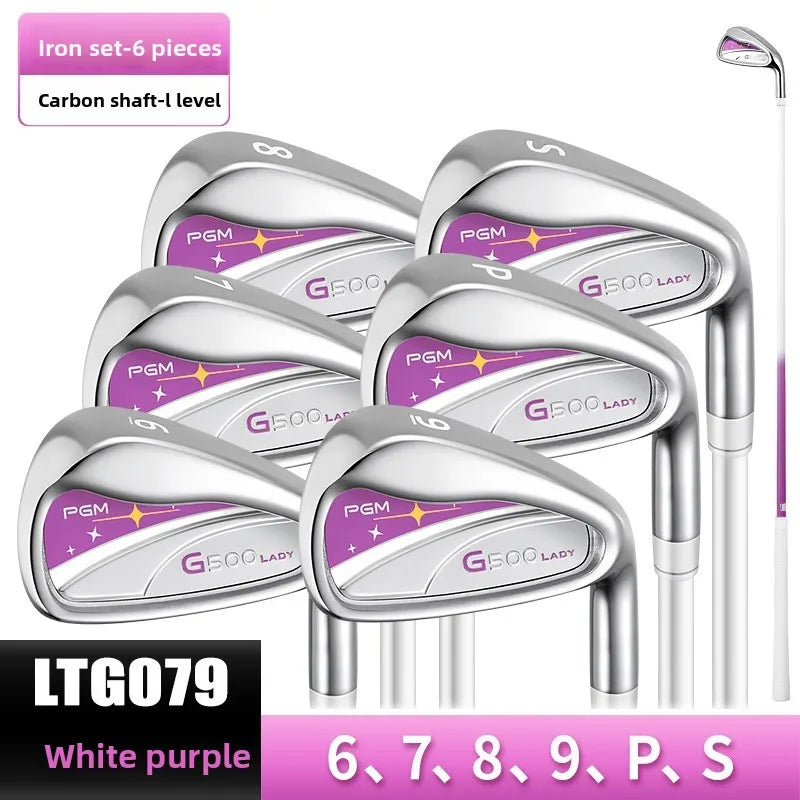 PGM Women's Golf Iron Set 6 7 8 9 PW SW Stainless Steel Heads Carbon Shaft L Flex Ladies Golf Clubs