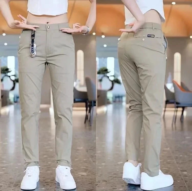 Mens Casual Pants Golf Fashion Summer Slim Fit Trousers High Quality Elastic Waist Straight Golf Sports Pants Men Clothing