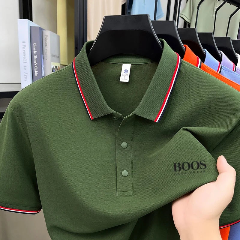 High End Brand Summer New Comfortable and Breathable Casual Short Top Hot Selling Men's Exquisite Letter Embroidered Polo Shirt