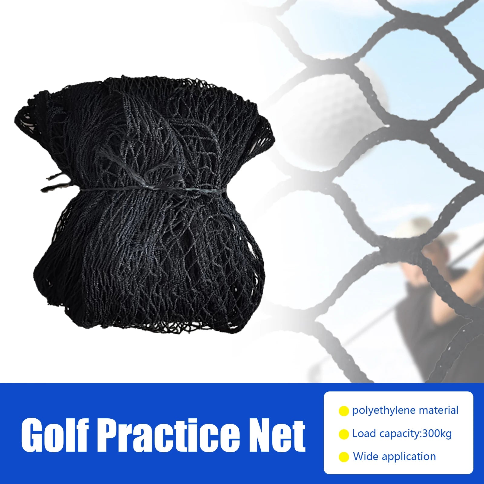 3x3m Golf Sports Practice Barrier Net, Golf Ball High Impact Net, Golf Training Aid for Indoor Outdoor Sports, 10 X 10 Ft
