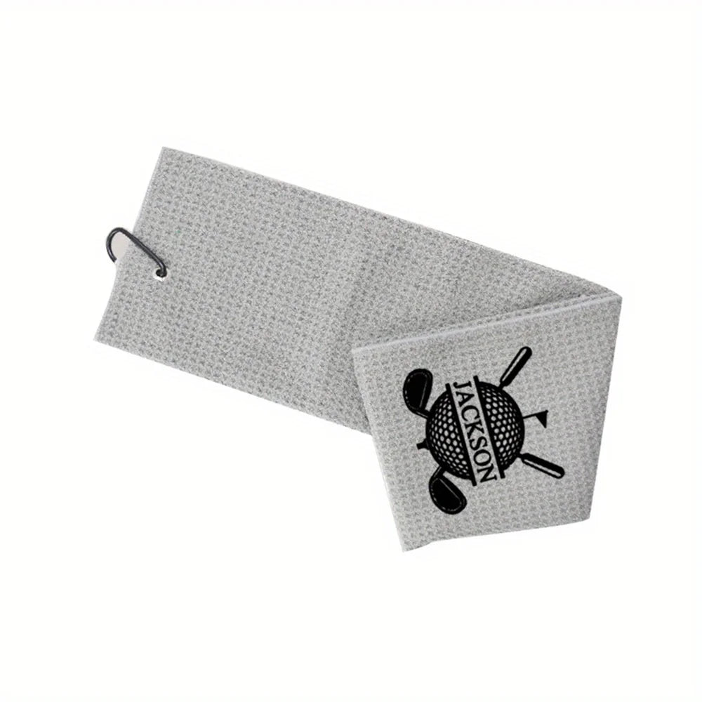 Elegant Custom Embroidery Golf Towel Waffle Microfiber Sport Cleaning Cloth With Carabiner Gift Birthday Graduation Present